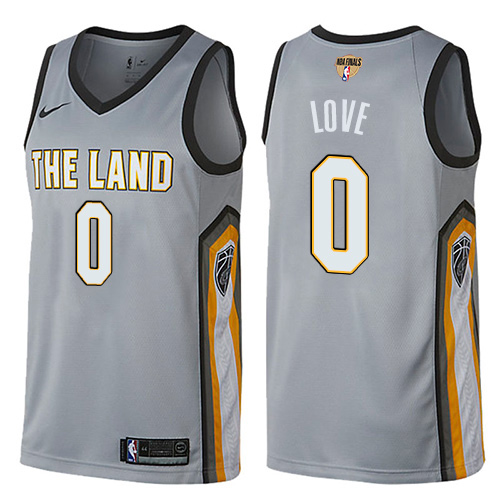 Men Nike Cleveland Cavaliers #0 Kevin Love Gray The Finals Patch NBA Swingman City Edition Jersey